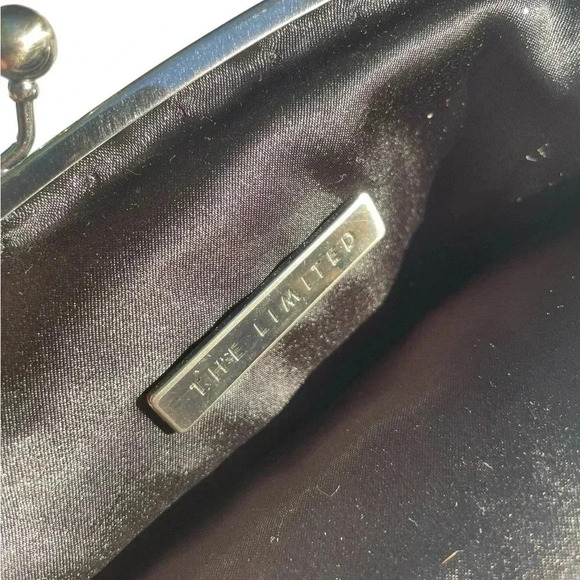 The Limited black beaded chain clutch wristlet satin lining gently used - Picture 3 of 8